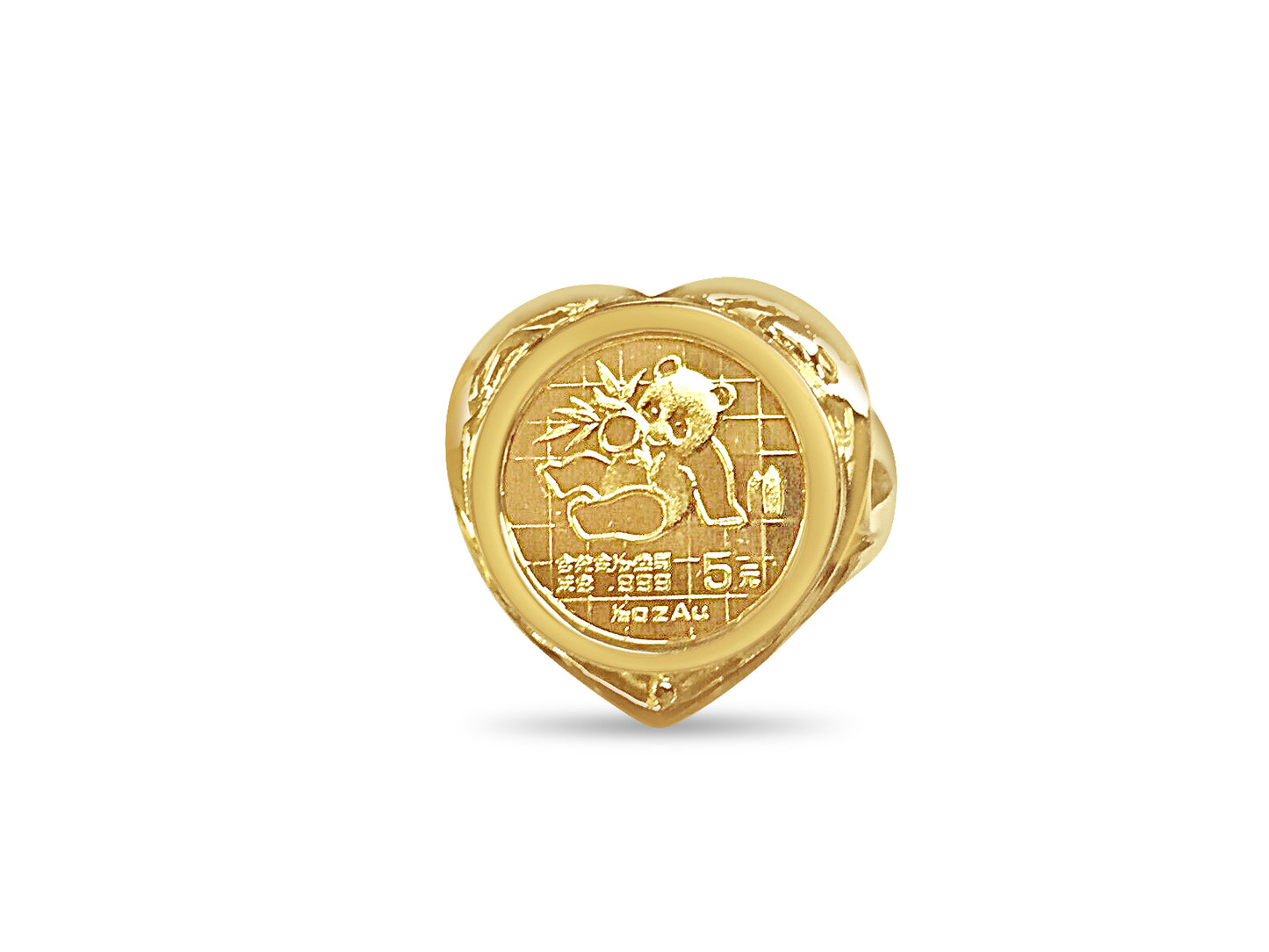 Handmade Solid Gold Fancy Ladies Coin Ring , Chinese Panda Bear Coin ,