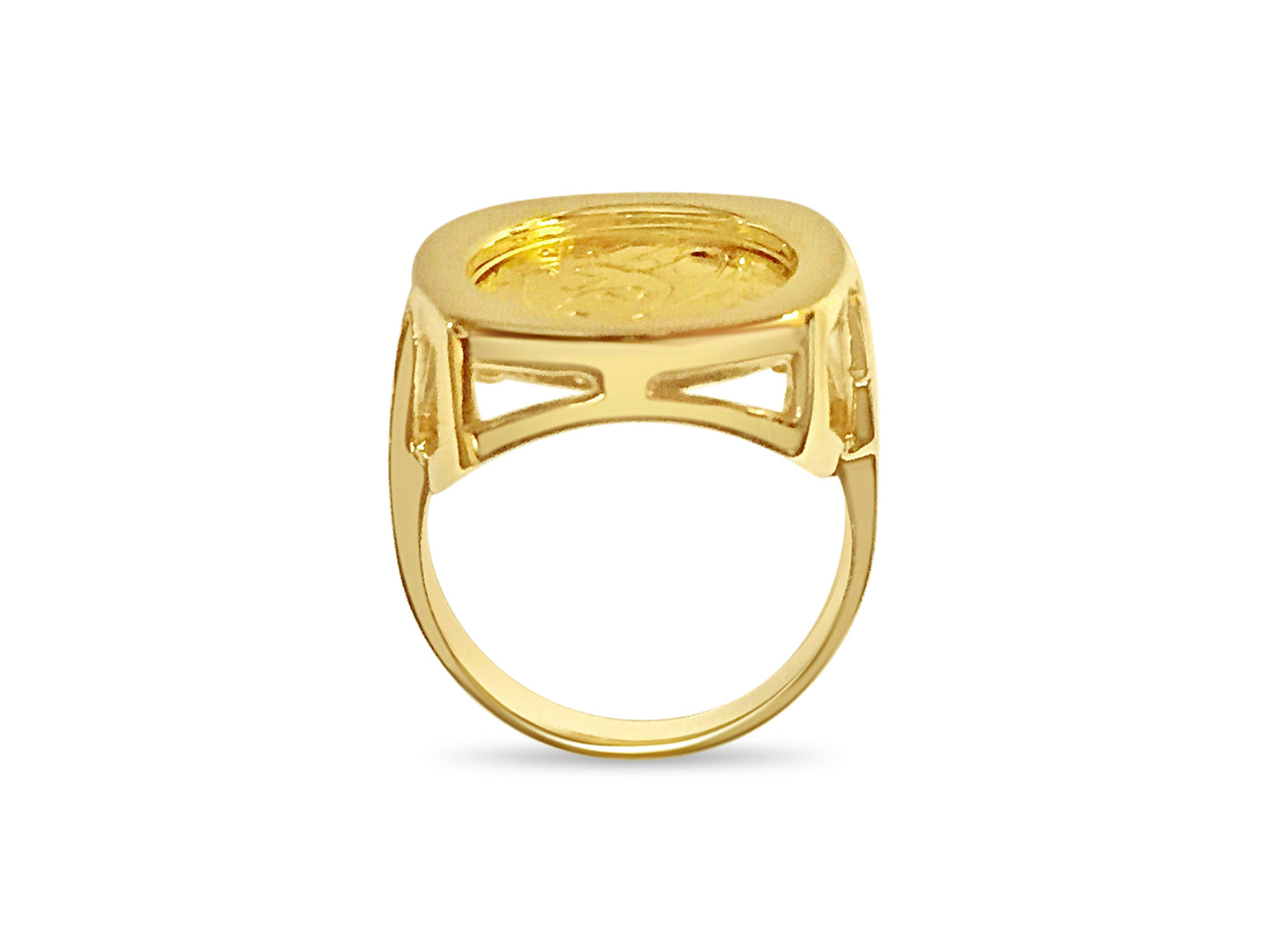Handmade Solid Gold Fancy Coin Ring , Chinese Panda Bear Coin ,