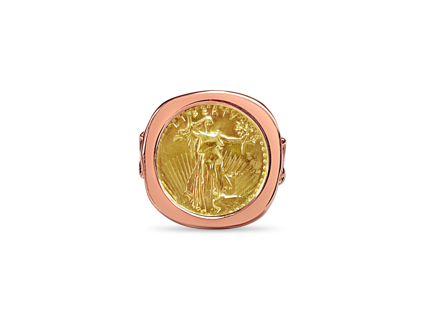 Handmade Solid Gold Fancy Coin Ring , 1/10oz Coin ,