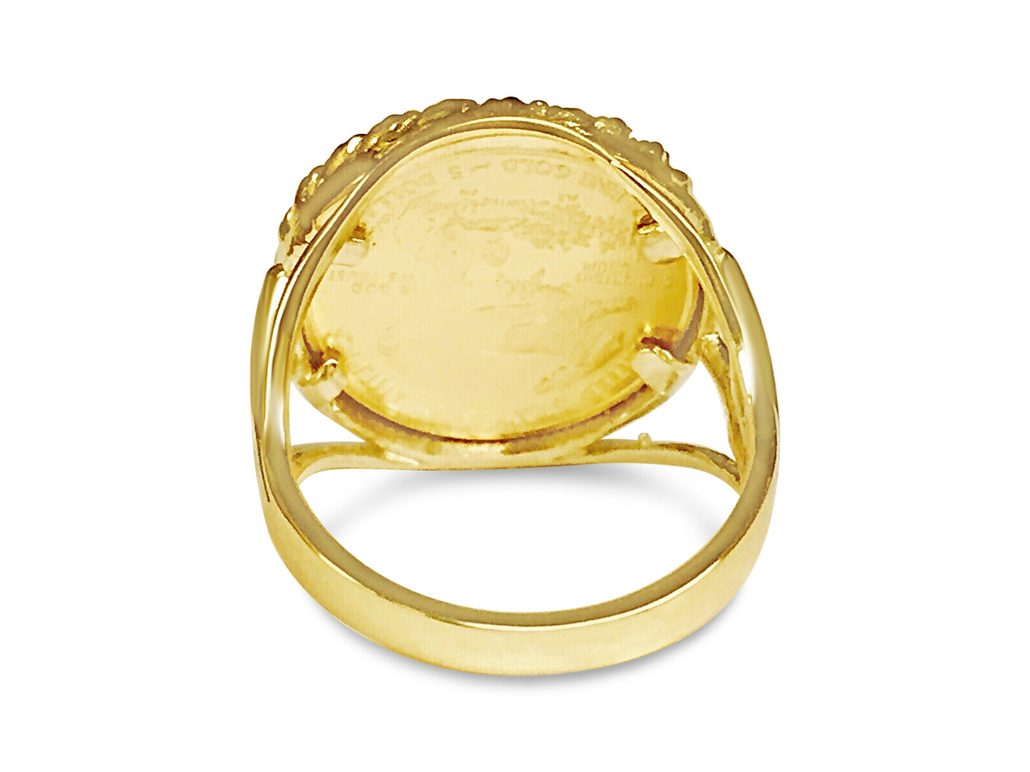 Handmade Solid Gold Fancy Ladies Coin Ring , 1/10oz Coin ,
