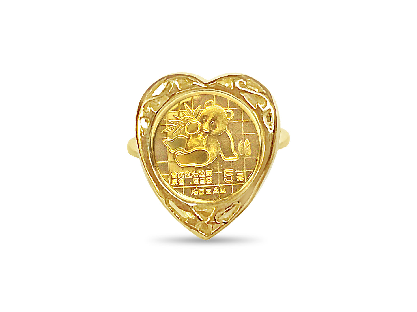 Handmade Solid Gold Fancy Ladies Coin Ring , Chinese Panda Bear Coin ,