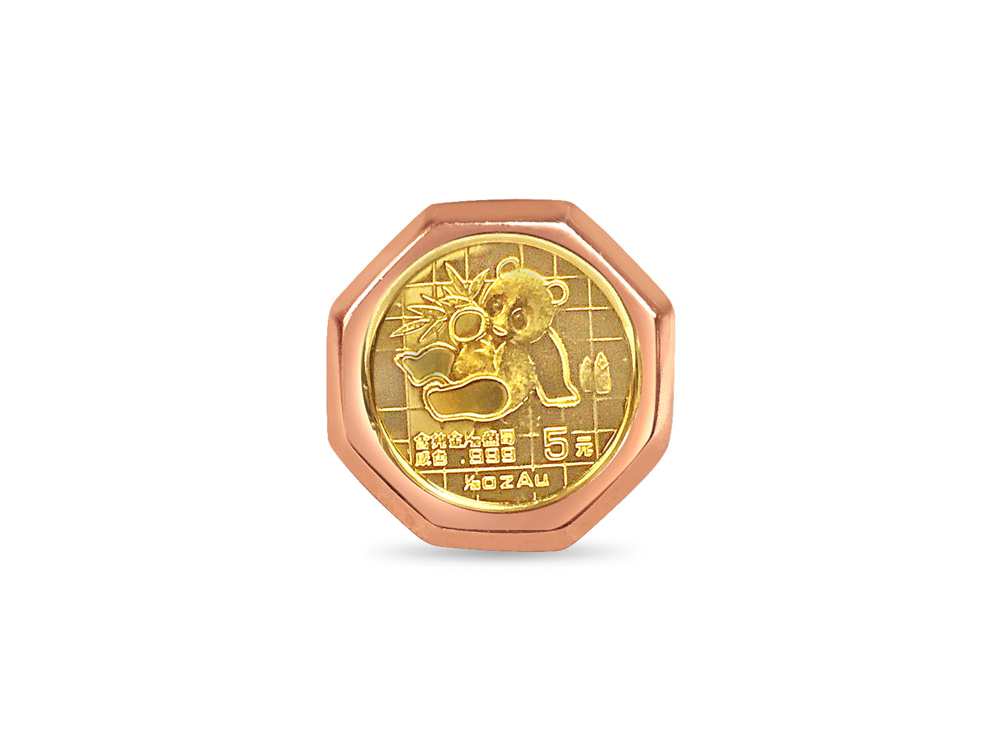 Handmade Solid Gold Fancy Ladies Coin Ring , Chinese Panda Bear Coin ,