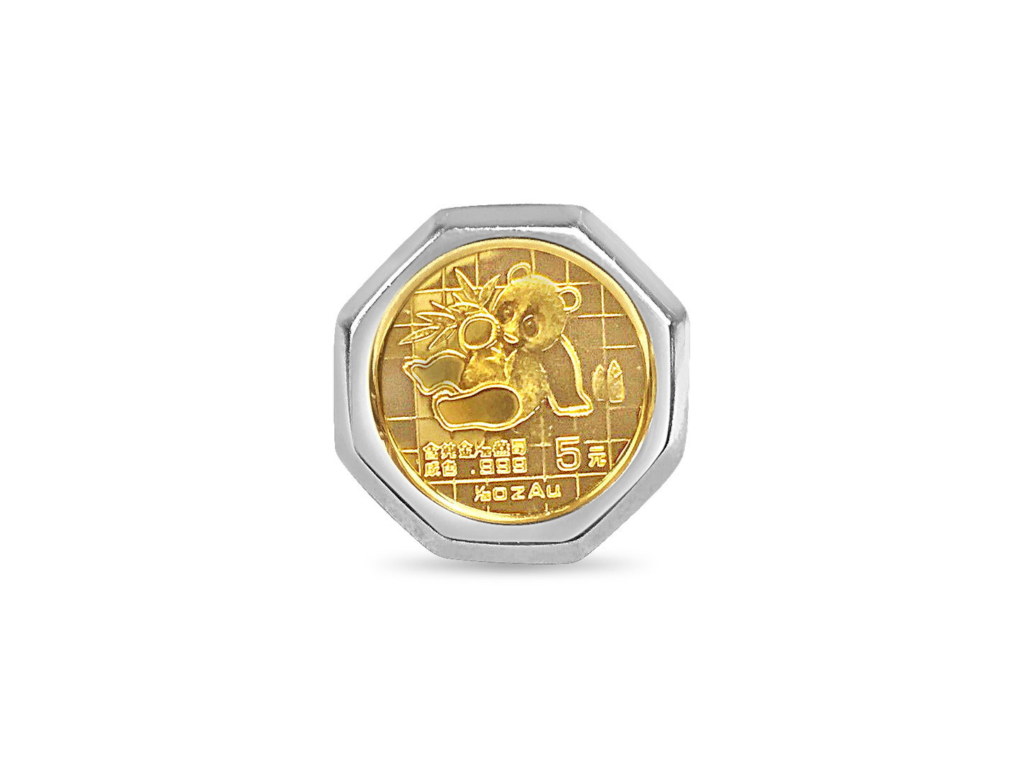 Handmade Solid Gold Fancy Ladies Coin Ring , Chinese Panda Bear Coin ,