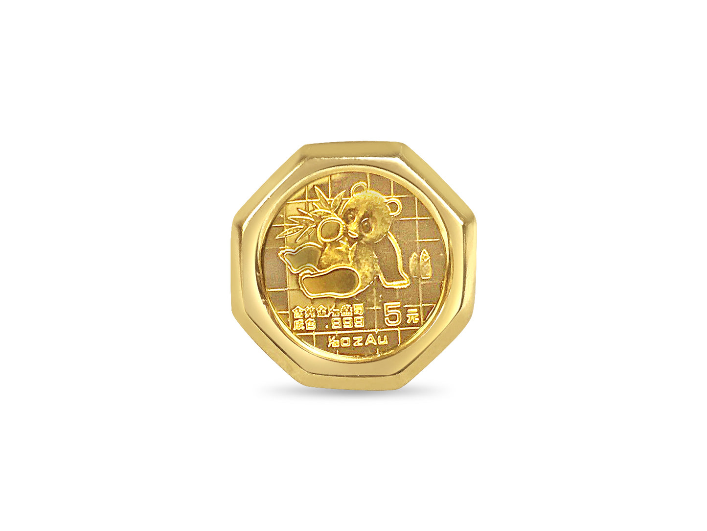 Handmade Solid Gold Fancy Ladies Coin Ring , Chinese Panda Bear Coin ,