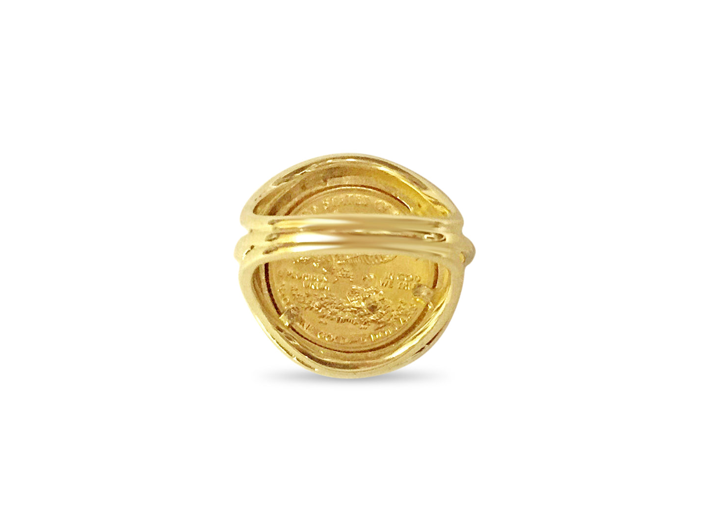 Handmade Solid Gold Fancy Coin Ring , 1/10oz Coin ,