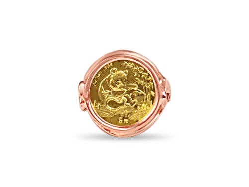 Handmade Solid Gold Fancy Ladies Coin Ring , Chinese Panda Bear Coin ,