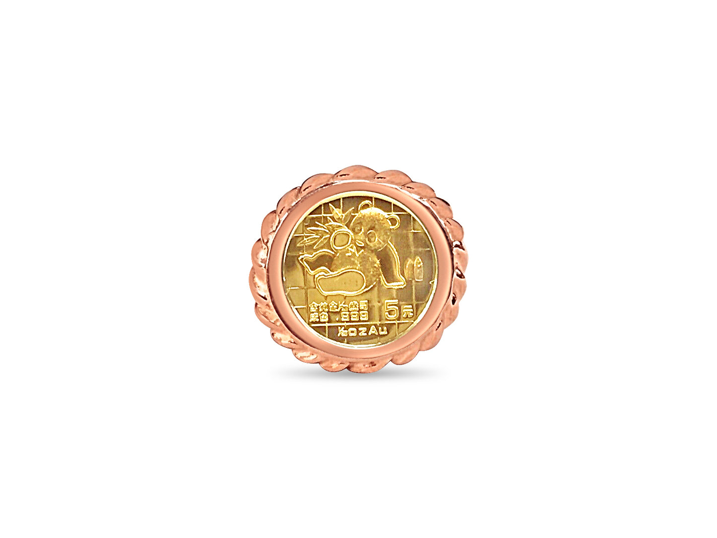 Handmade Solid Gold Fancy Coin Ring , Chinese Panda Bear Coin ,