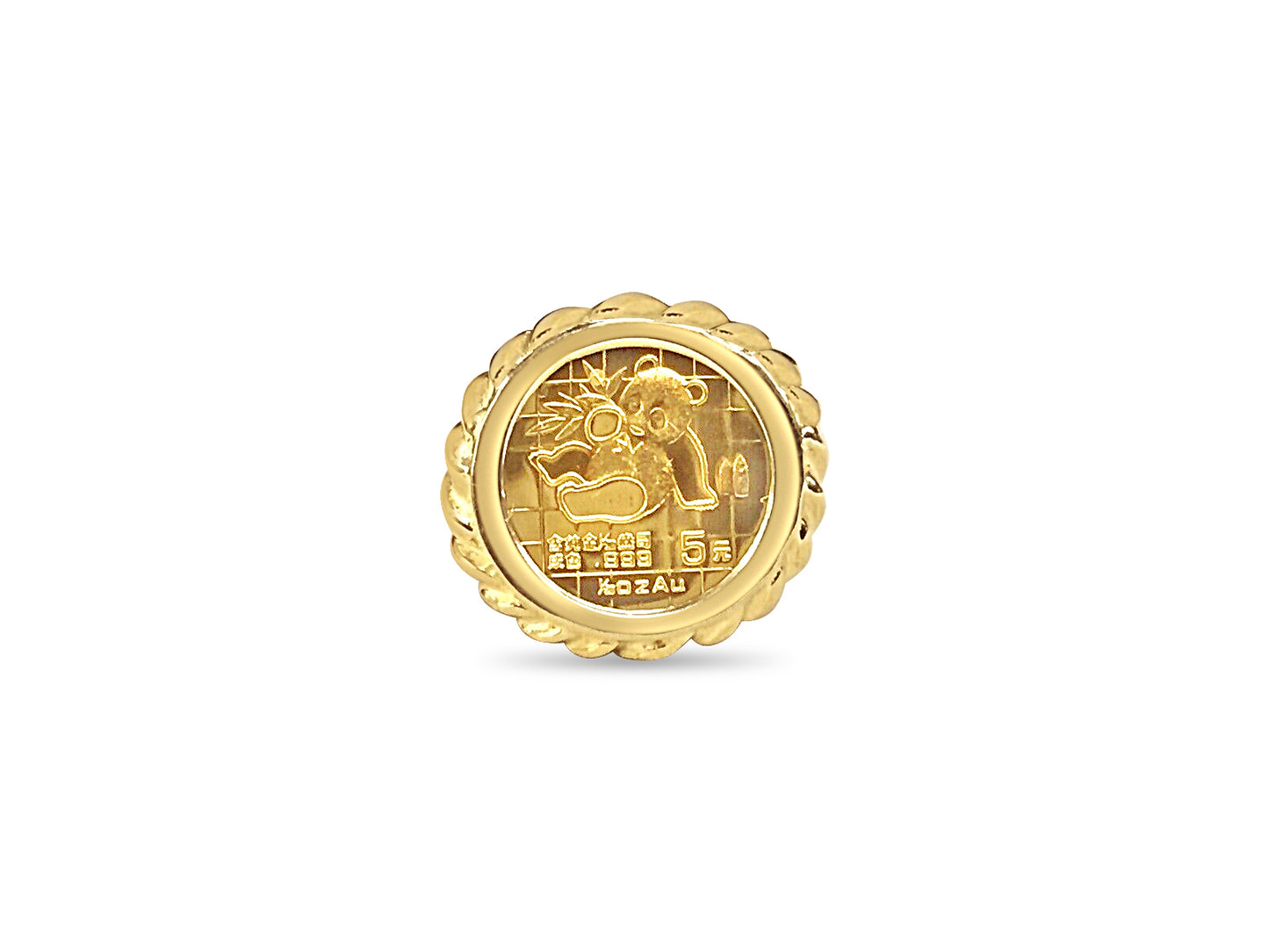 Handmade Solid Gold Fancy Coin Ring , Chinese Panda Bear Coin ,