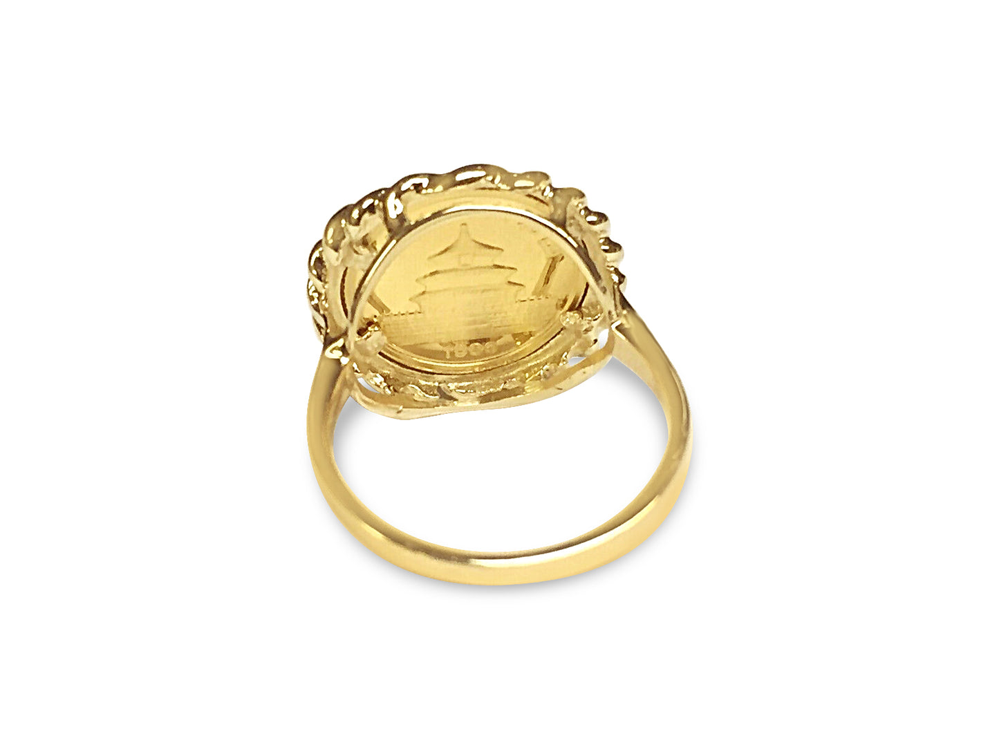 Handmade Solid Gold Fancy Coin Ring , Chinese Panda Bear Coin ,