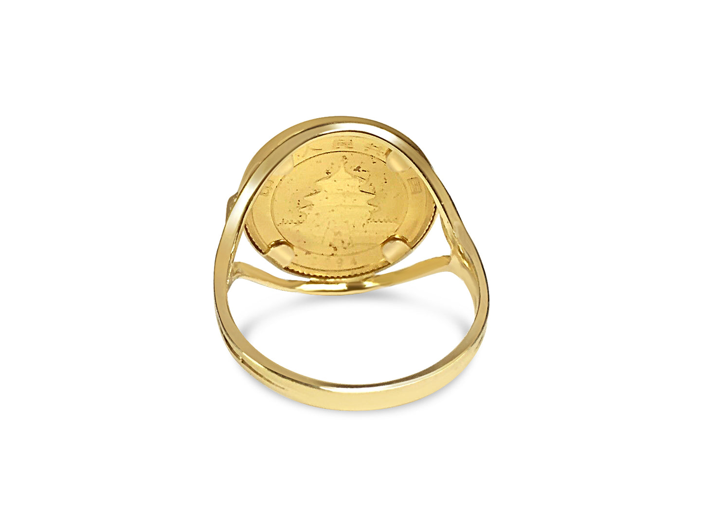 Handmade Solid Gold Fancy Coin Ring , Chinese Panda Bear Coin ,