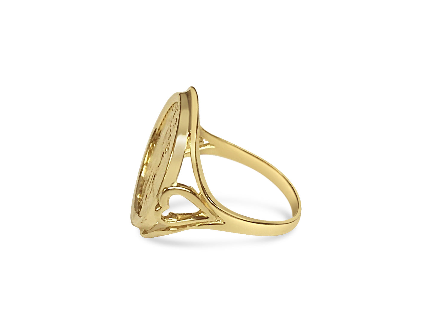 Handmade Solid Gold Fancy Ladies Coin Ring , 1/10oz Coin ,