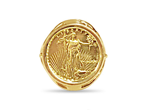 Handmade Solid Gold Fancy Ladies Coin Ring , 1/10oz Coin ,