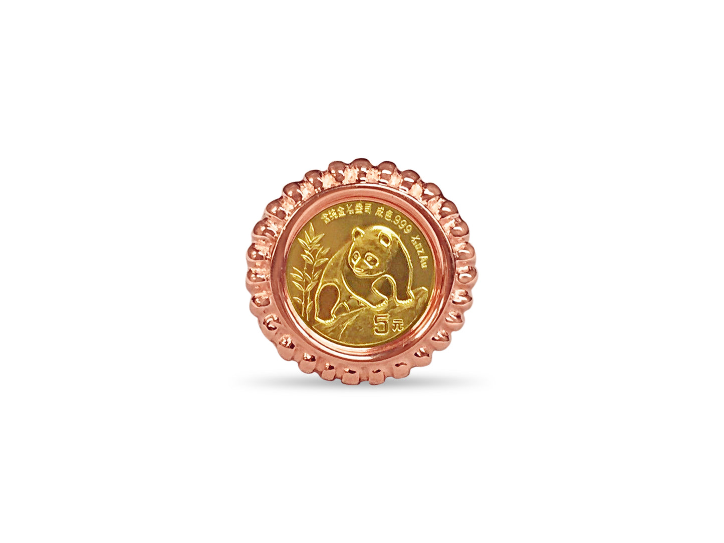 Handmade Solid Gold Fancy Coin Ring , Chinese Panda Bear Coin ,