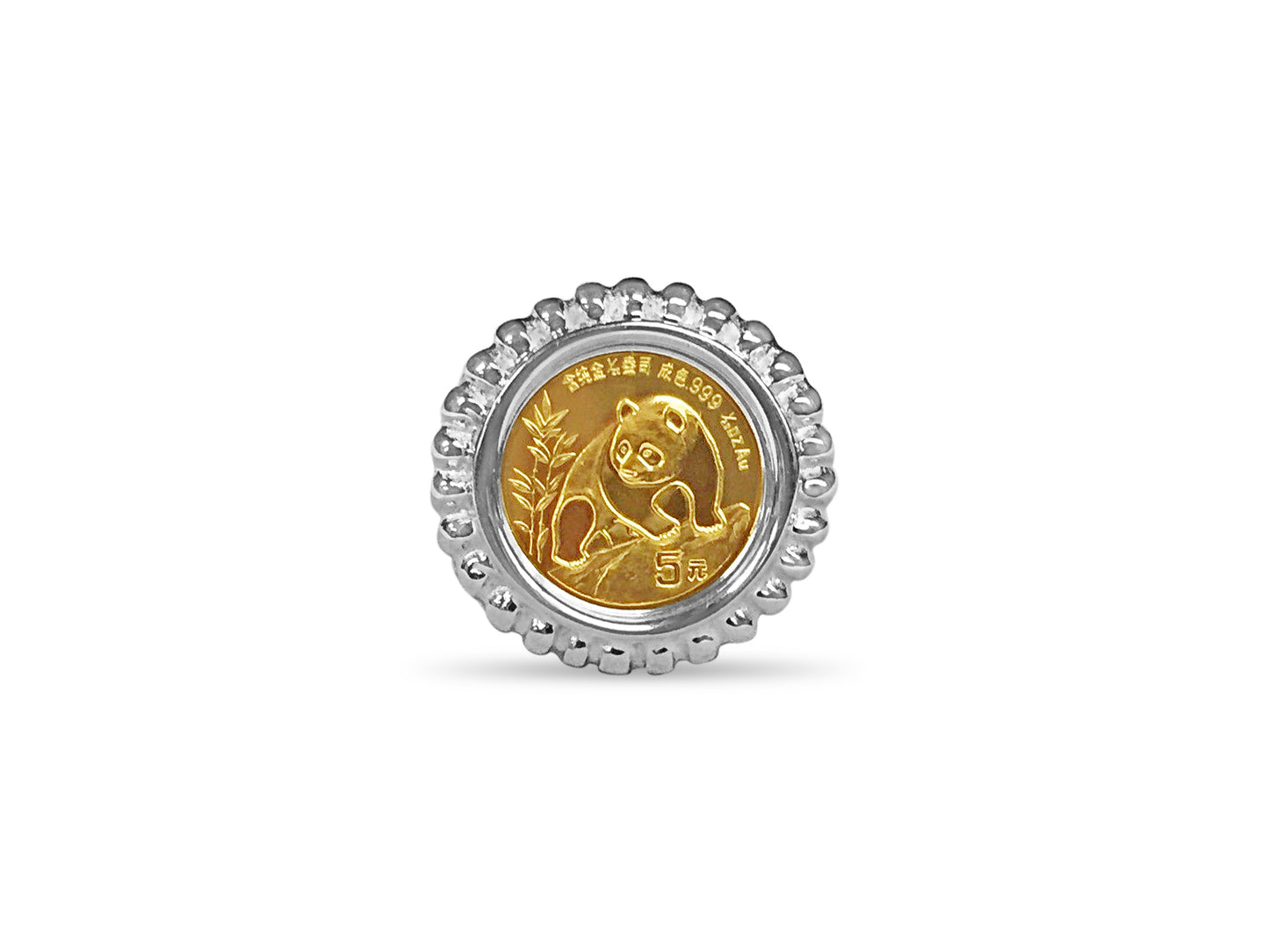Handmade Solid Gold Fancy Coin Ring , Chinese Panda Bear Coin ,