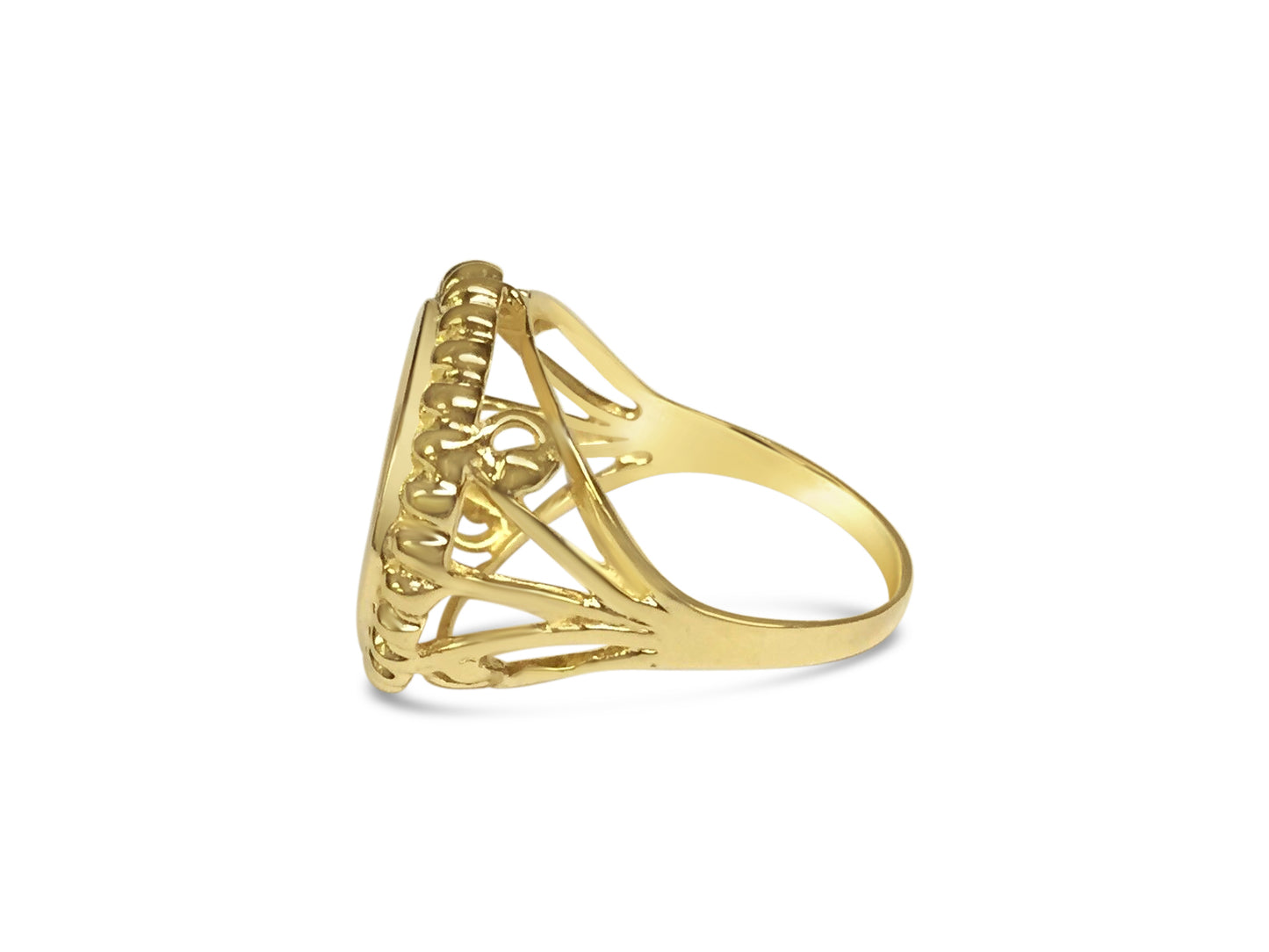 Handmade Solid Gold Fancy Coin Ring , Chinese Panda Bear Coin ,