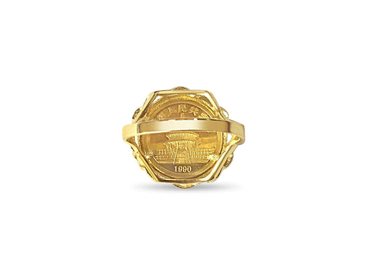 Handmade Solid Gold Fancy Ladies Coin Ring , Chinese Panda Bear Coin ,