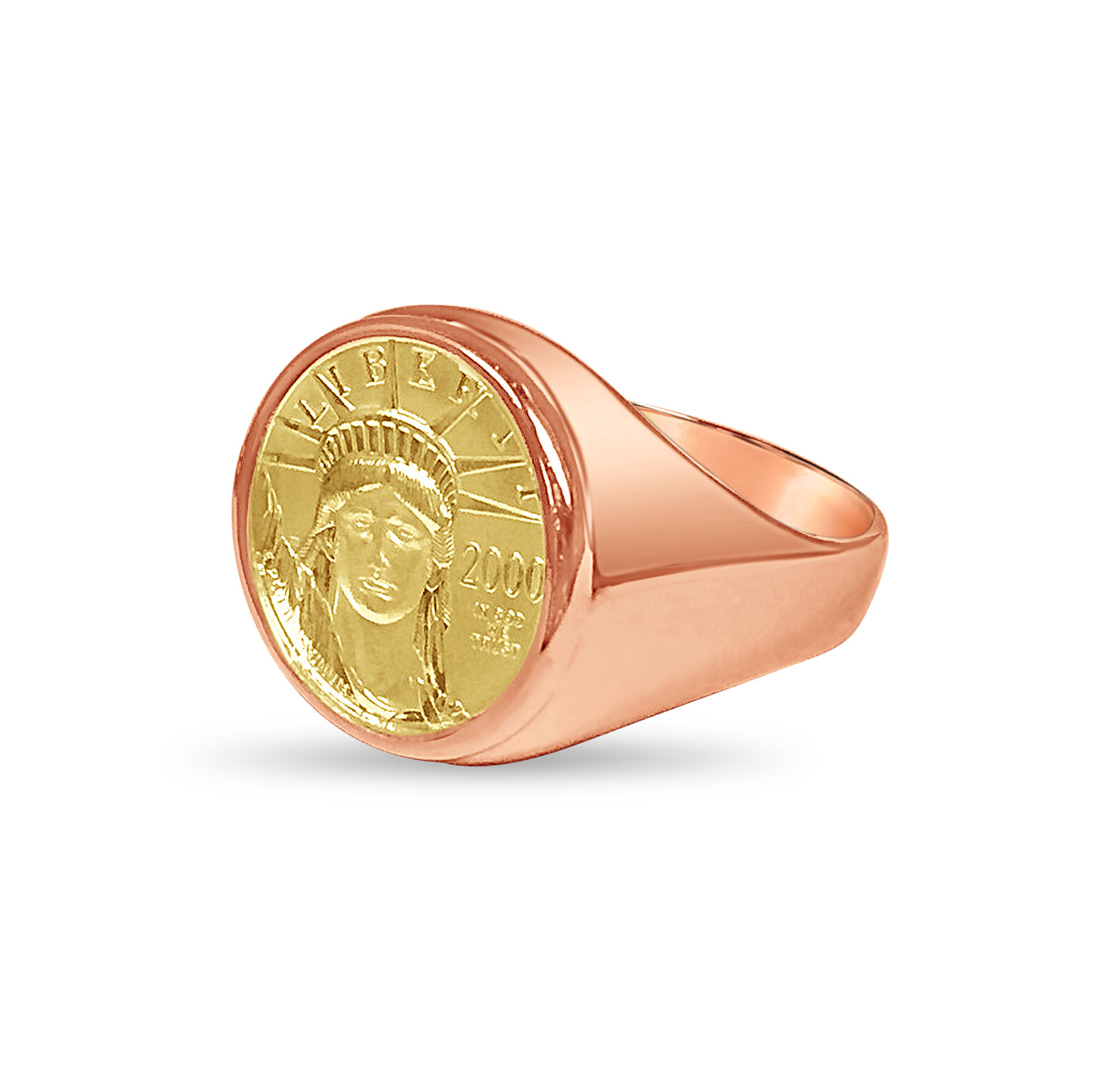 Handmade Solid Gold Fancy Coin Ring , 1/10oz Coin ,