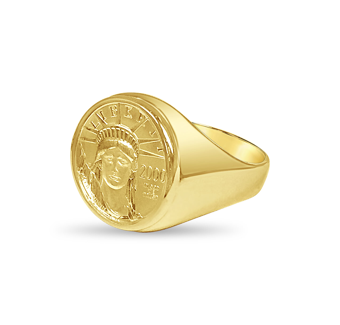Handmade Solid Gold Fancy Coin Ring , 1/10oz Coin ,