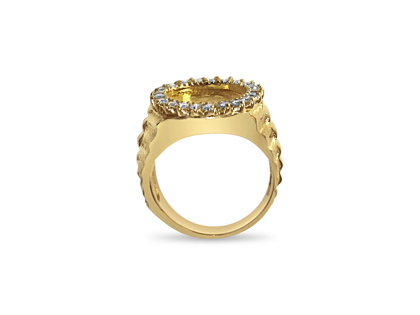Handmade Solid Gold Diamond Fancy Coin Ring , Dos Pesos Coin ,