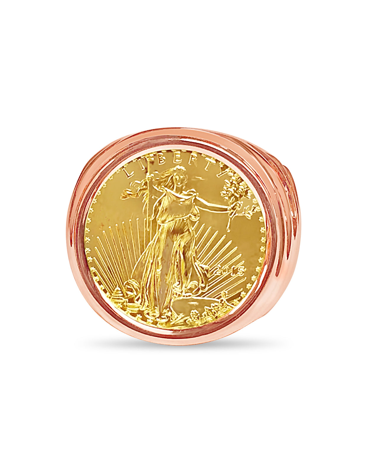 Handmade Solid Gold Fancy Coin Ring , 1/4oz Coin ,