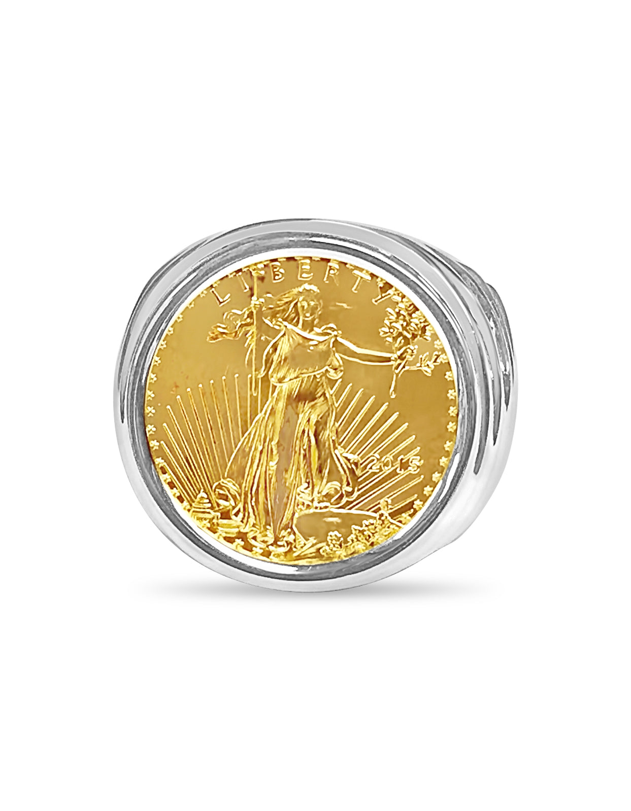 Handmade Solid Gold Fancy Coin Ring , 1/4oz Coin ,