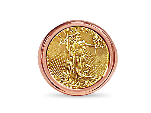 Handmade Solid Gold Fancy Coin Ring , 1/4oz Coin ,