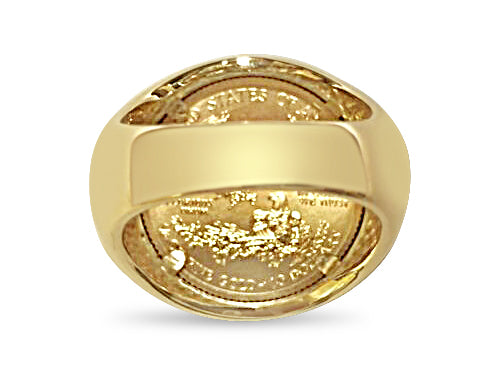 Handmade Solid Gold Fancy Coin Ring , 1/4oz Coin ,