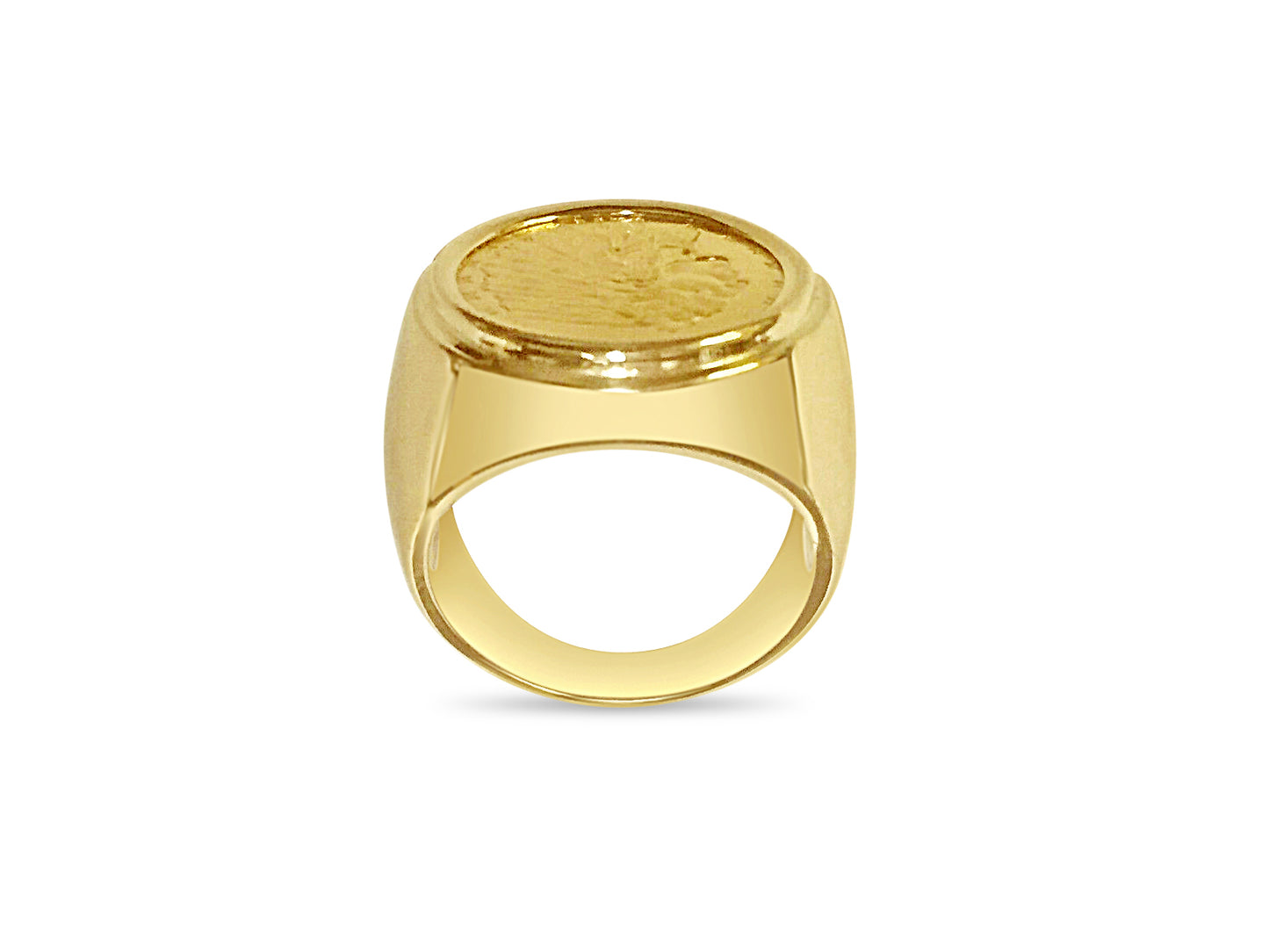 Handmade Solid Gold Fancy Coin Ring , Indian Head Coin ,