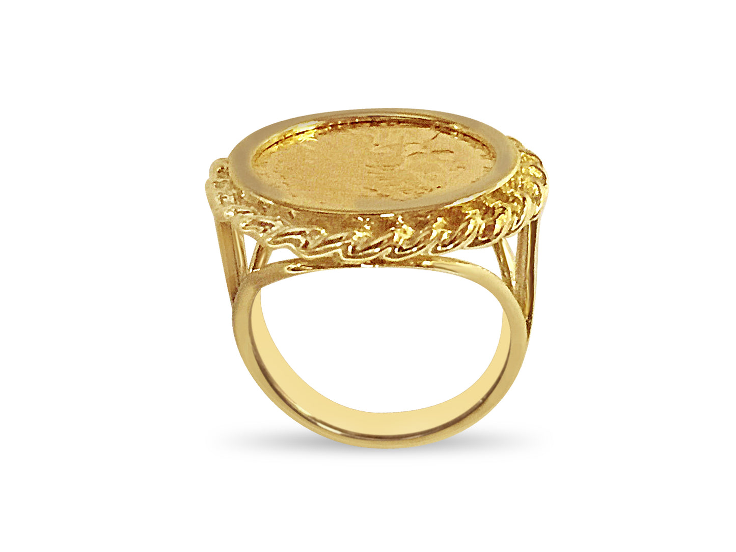 Handmade Solid Gold Fancy Coin Ring , Indian Head Coin ,