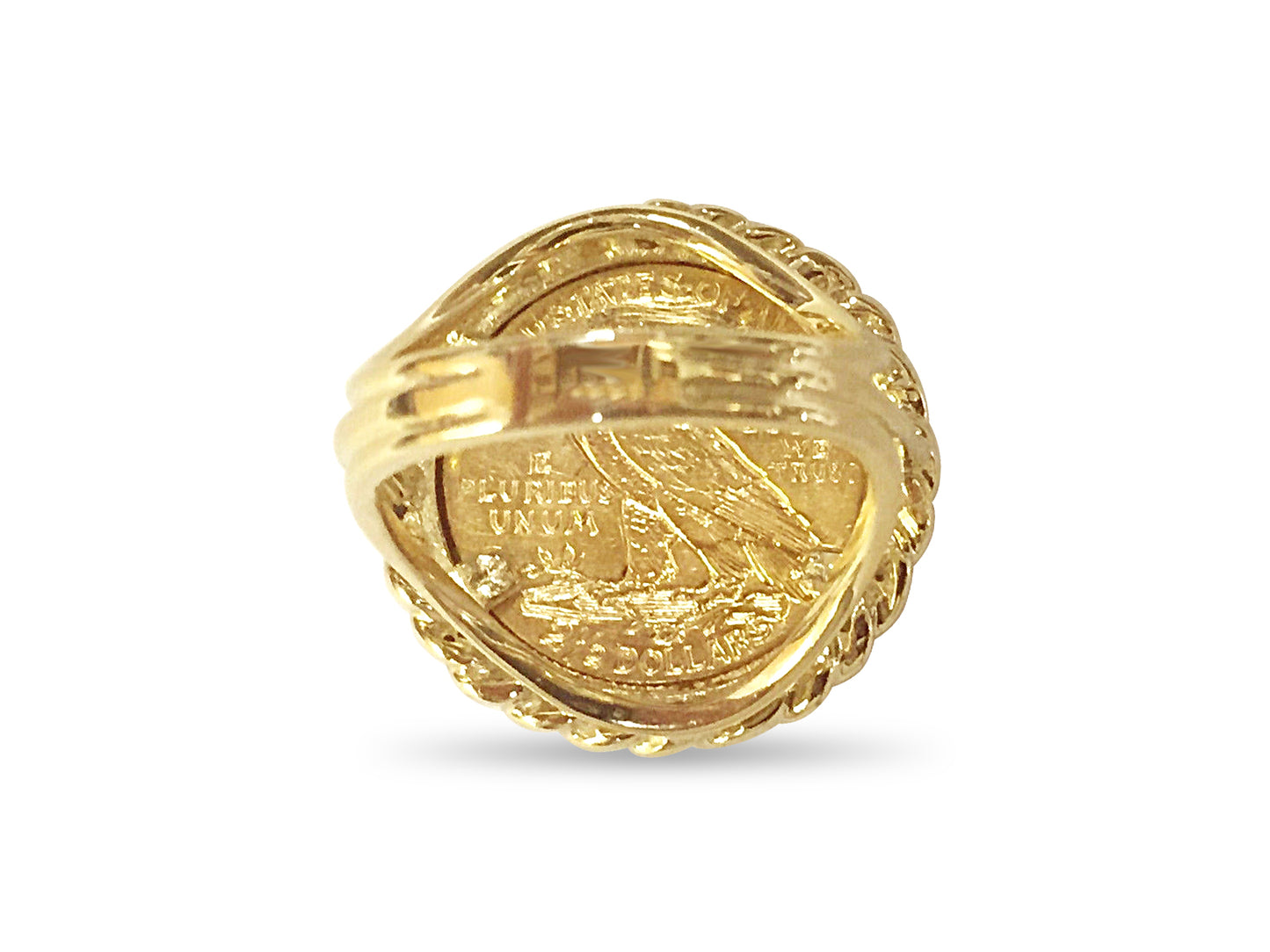 Handmade Solid Gold Fancy Coin Ring , Indian Head Coin ,