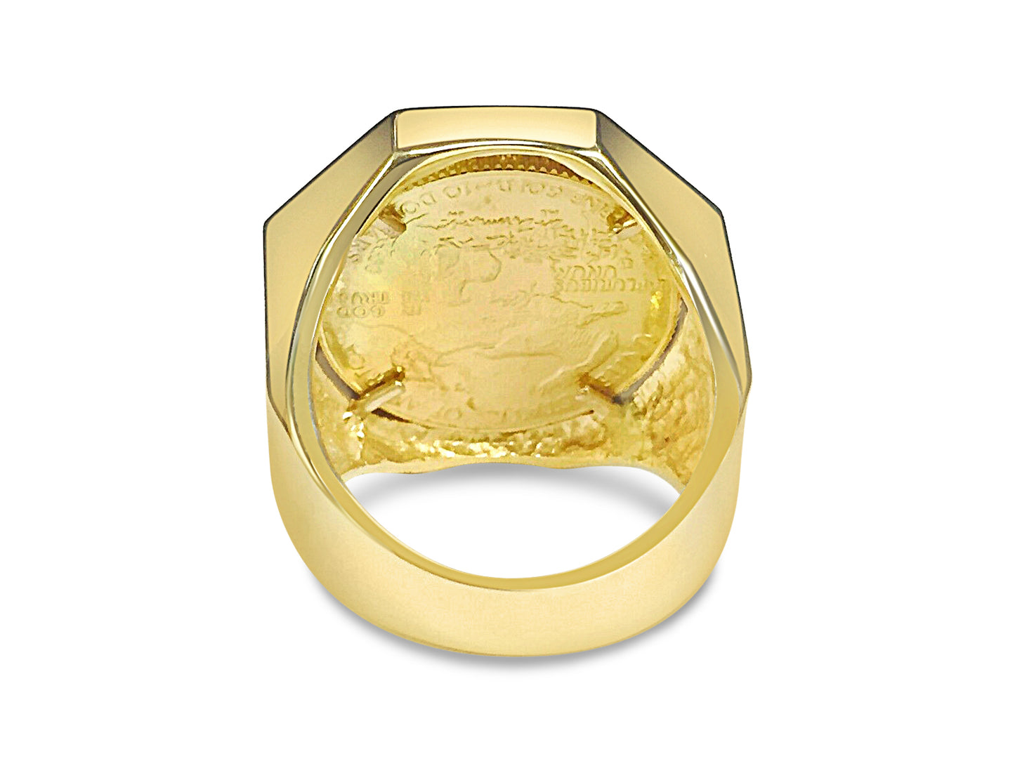 Handmade Solid Gold Fancy Coin Ring , 1/4oz Coin ,