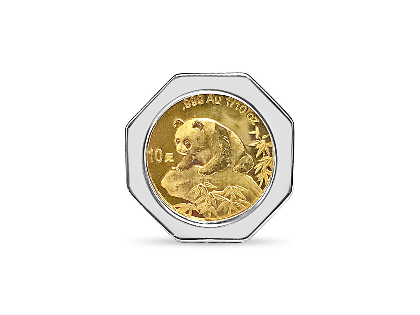 Handmade Solid Gold Fancy Coin Ring , Chinese Panda Bear Coin ,