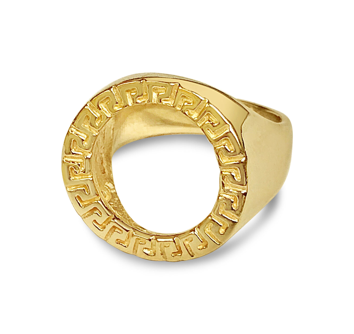 Handmade Solid Gold Greek Key Frame Coin Ring , 1/10oz Coin ,