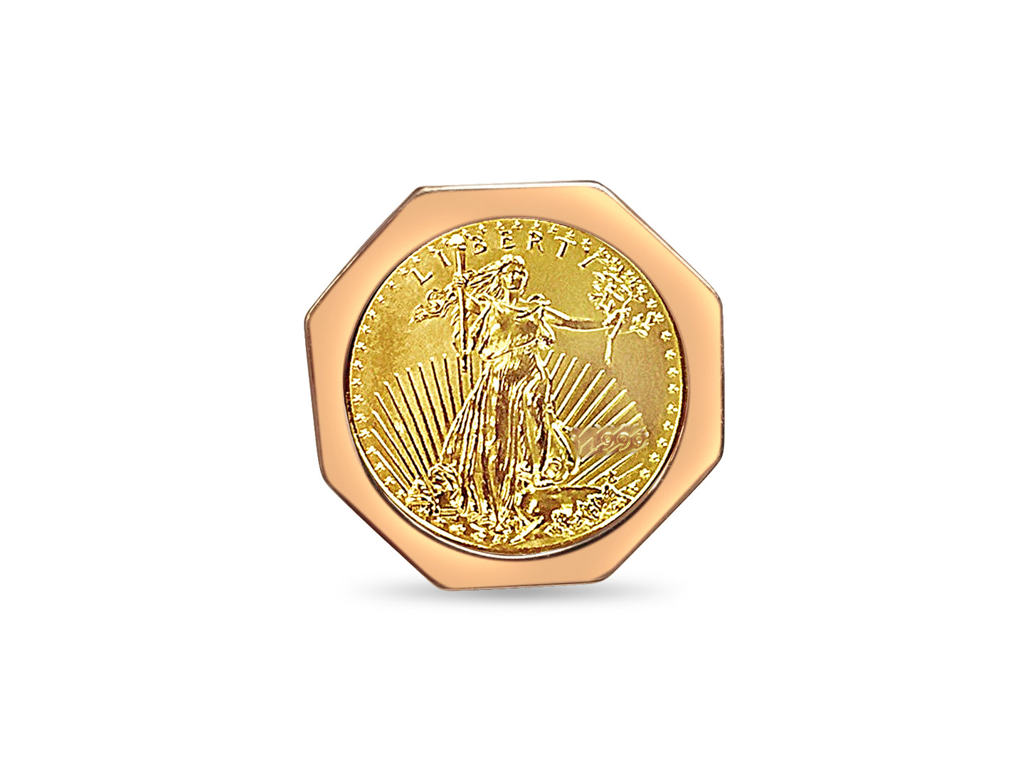 Handmade Solid Gold Fancy Coin Ring , 1/2oz Coin ,