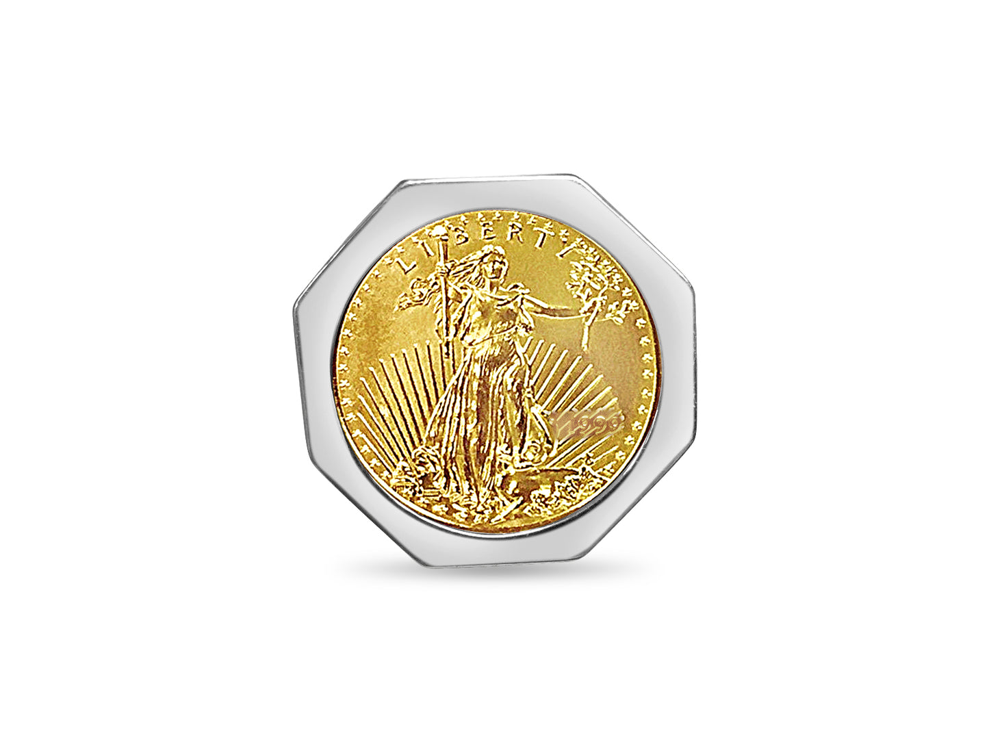 Handmade Solid Gold Fancy Coin Ring , 1/2oz Coin ,
