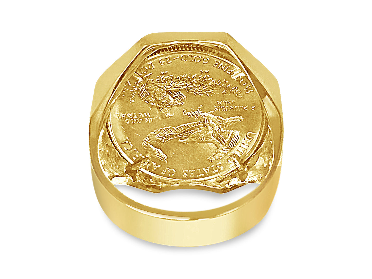 Handmade Solid Gold Fancy Coin Ring , 1/2oz Coin ,