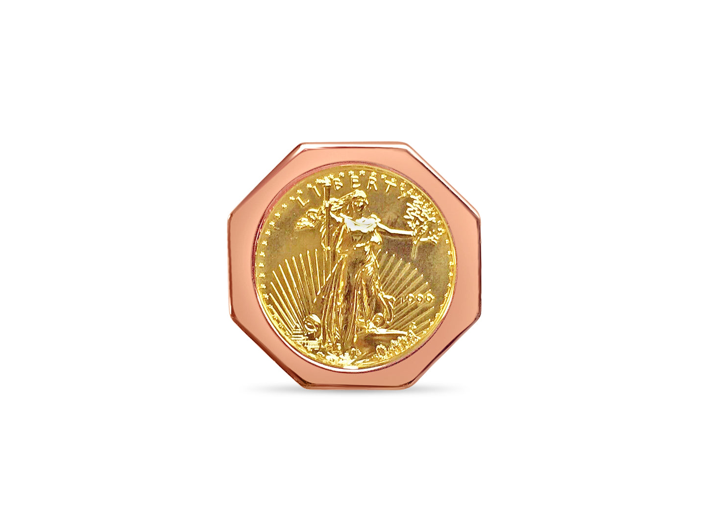 Handmade Solid Gold Fancy Coin Ring , 1/4oz Coin ,