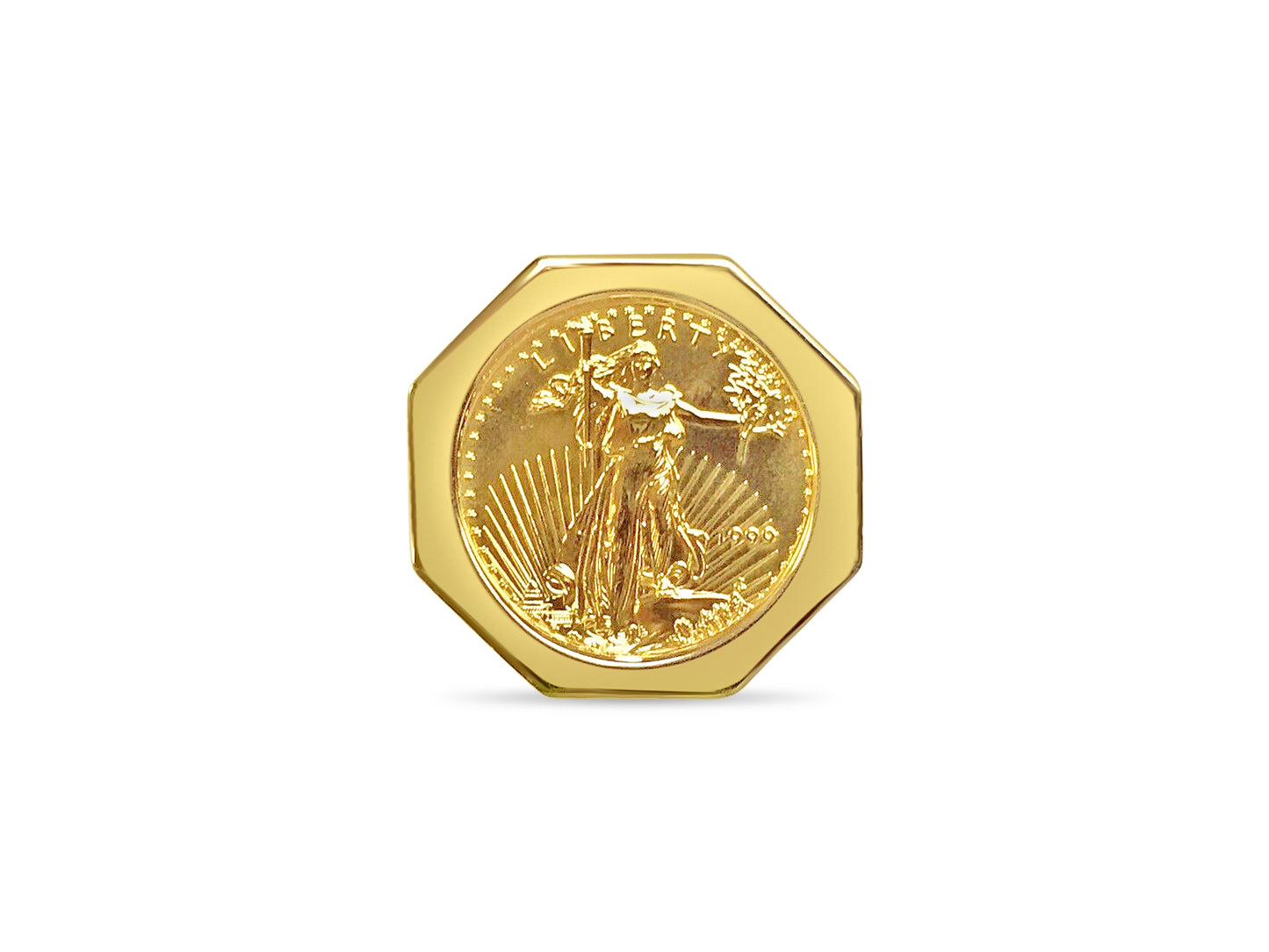 Handmade Solid Gold Fancy Coin Ring , 1/4oz Coin ,