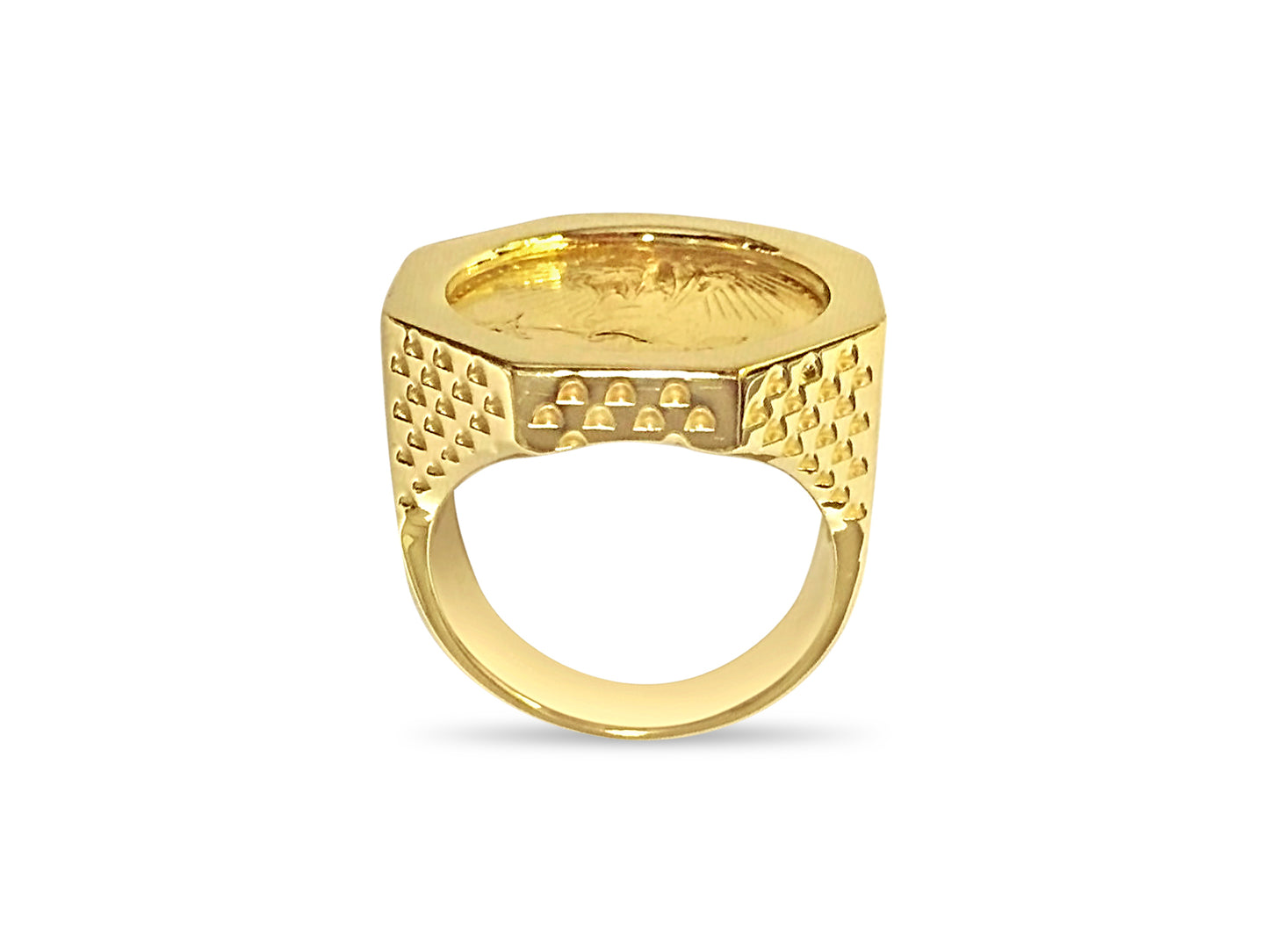 Handmade Solid Gold Fancy Coin Ring , 1/4oz Coin ,