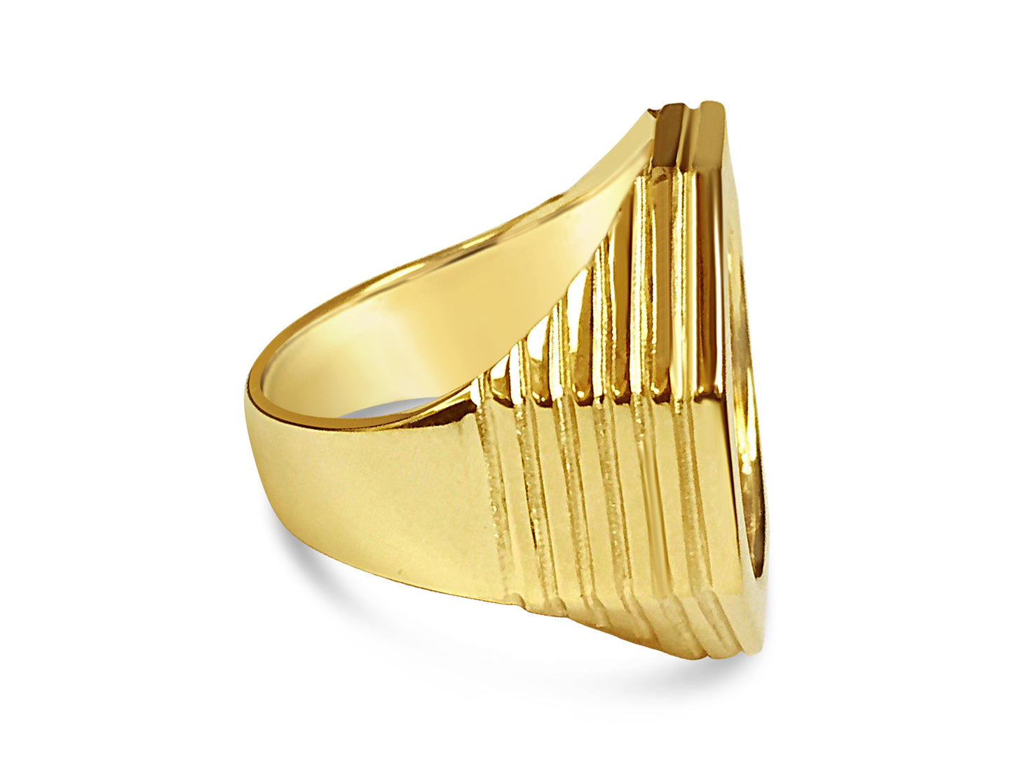 Handmade Solid Gold Fancy Coin Ring , 1/4oz Coin ,