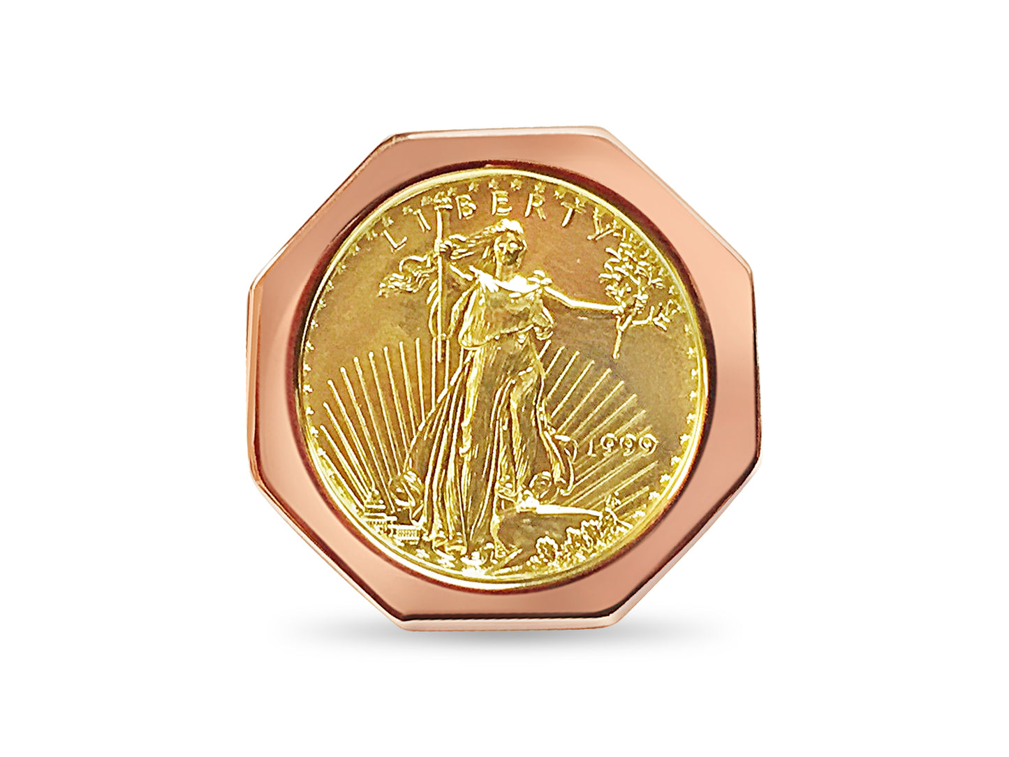Handmade Solid Gold Fancy Coin Ring , 1/4oz Coin ,