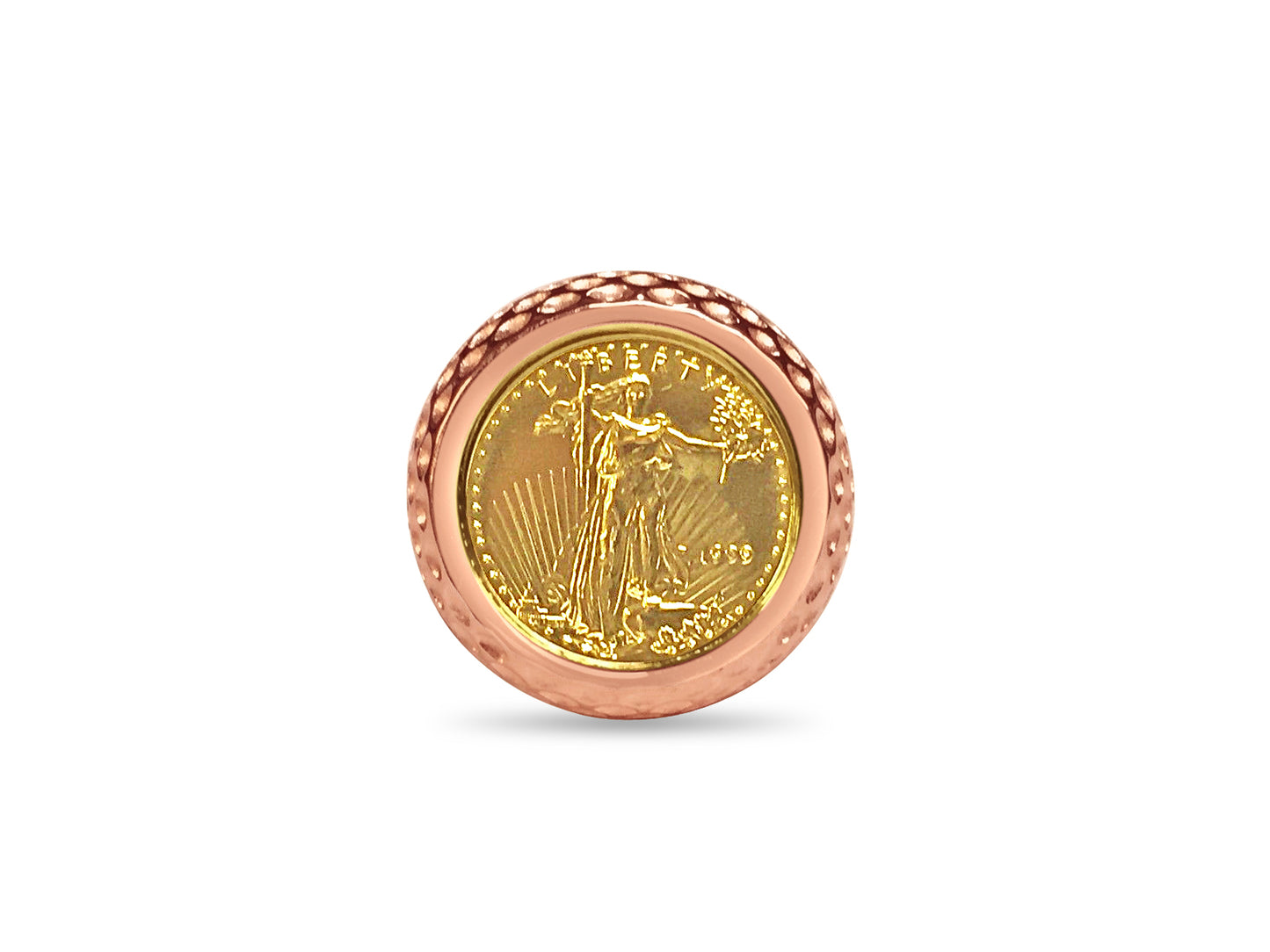 Handmade Solid Gold Fancy Coin Ring , 1/10oz Coin ,