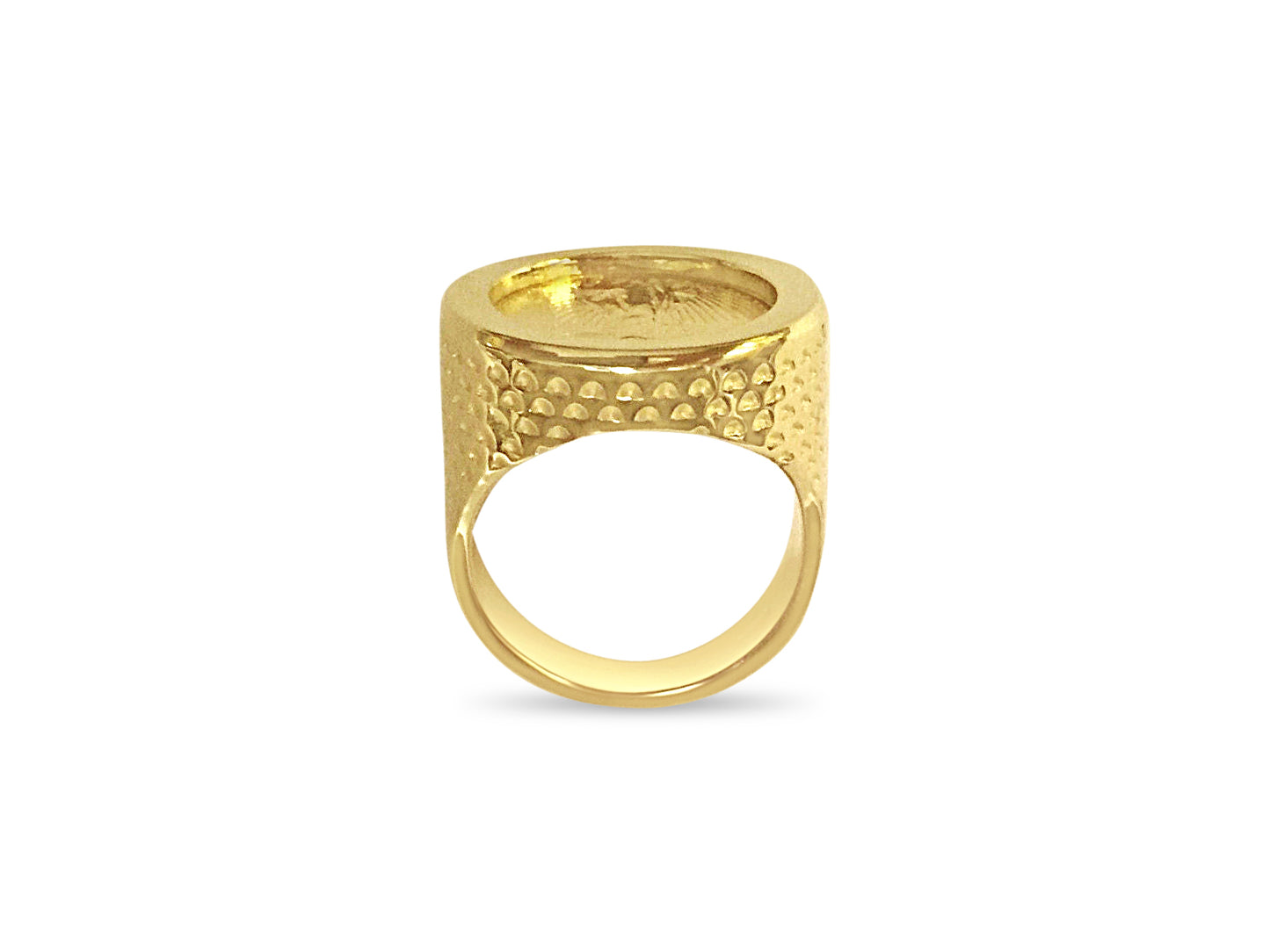 Handmade Solid Gold Fancy Coin Ring , 1/10oz Coin ,