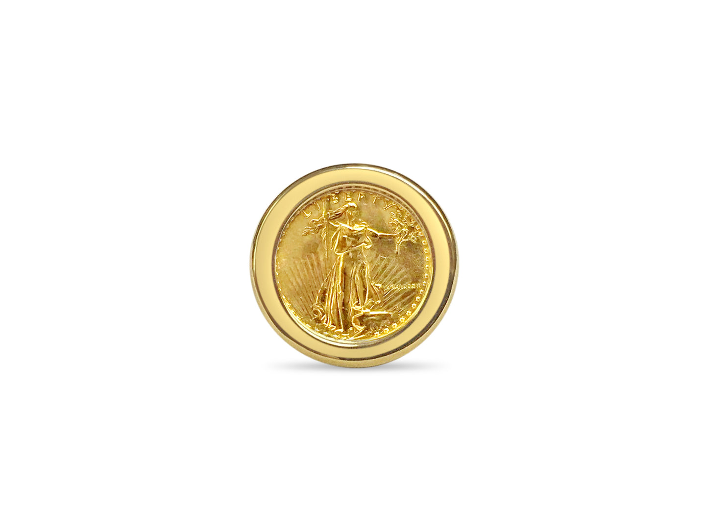 Handmade Solid Gold Fancy Coin Ring , 1/10oz Coin ,