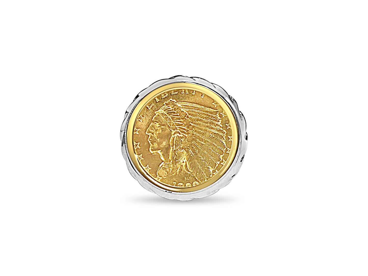 Handmade Solid Gold Fancy Coin Ring , Indian Head Coin ,