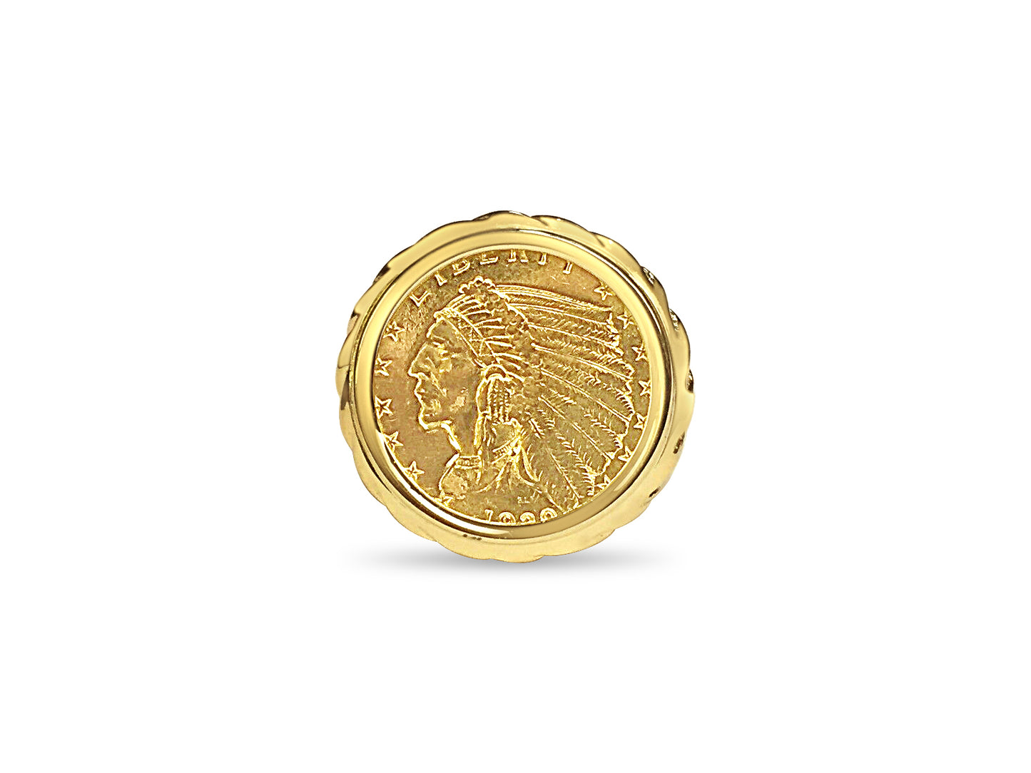 Handmade Solid Gold Fancy Coin Ring , Indian Head Coin ,
