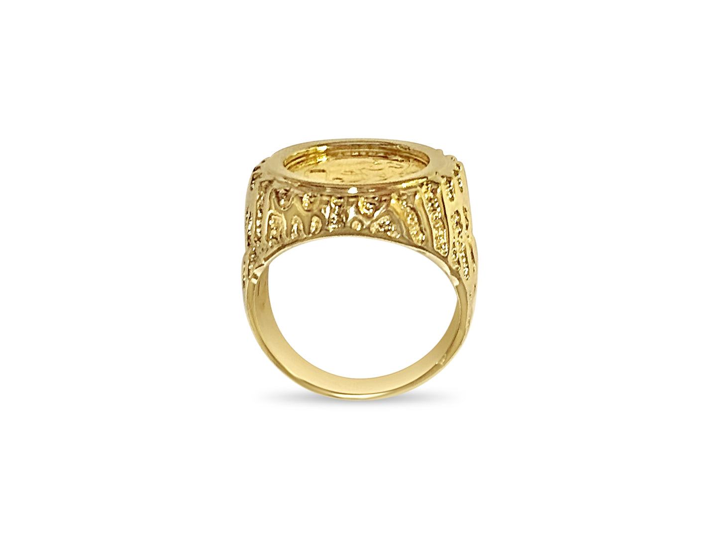 Handmade Solid Gold Fancy Coin Ring , Chinese Panda Bear Coin ,
