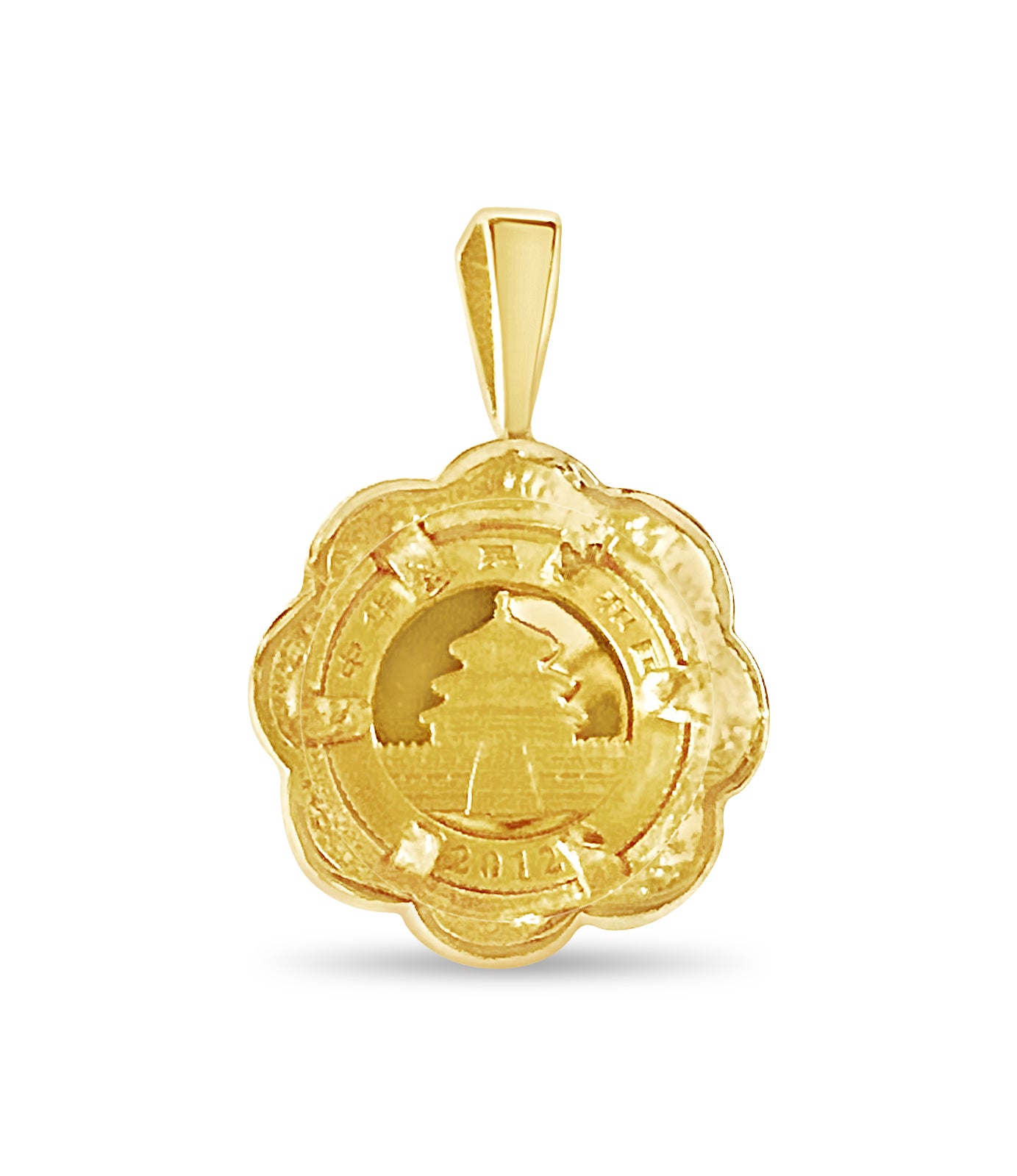 Handmade Solid Gold Fancy Coin Pendant , Chinese Panda Bear Coin ,