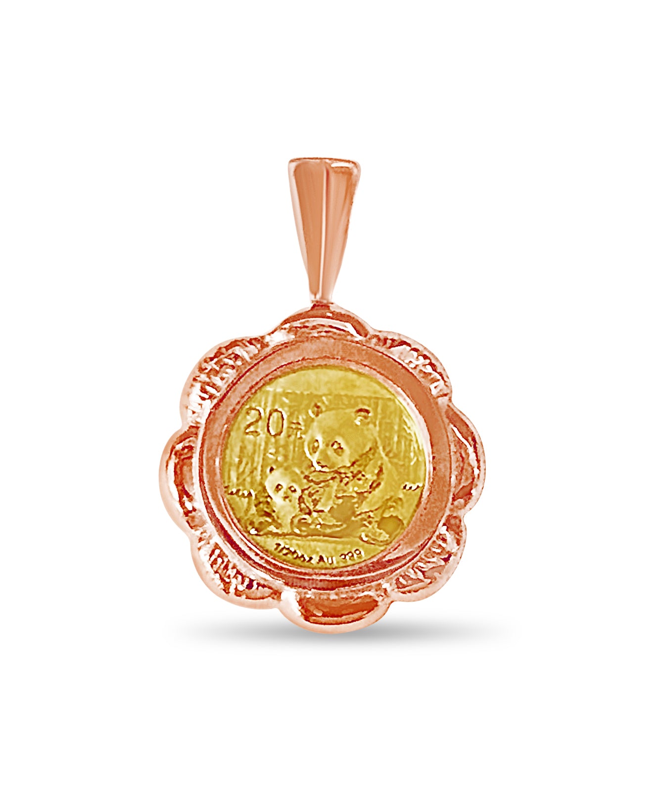 Handmade Solid Gold Fancy Coin Pendant , Chinese Panda Bear Coin ,