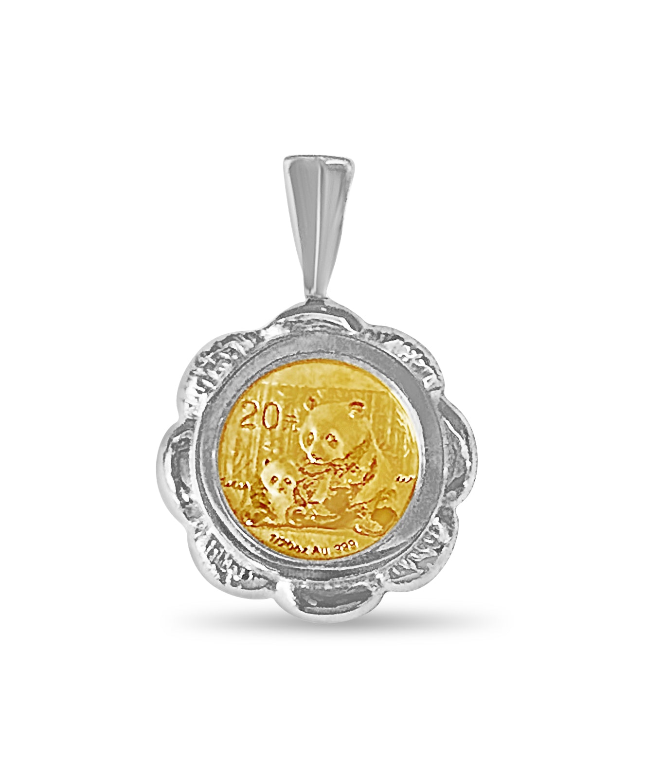 Handmade Solid Gold Fancy Coin Pendant , Chinese Panda Bear Coin ,